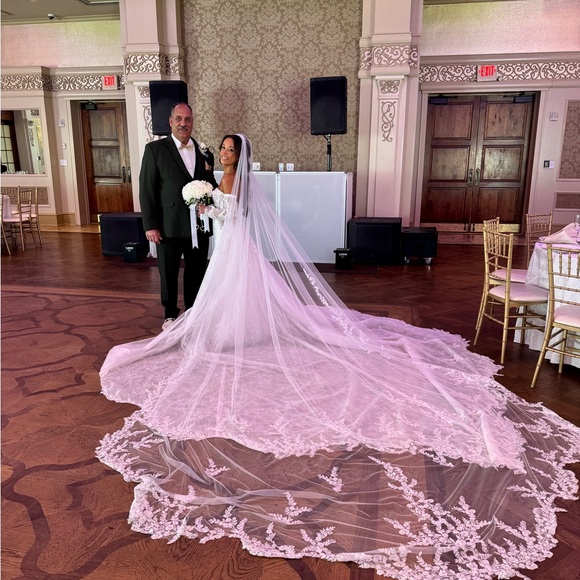 Maggie Sottero Dresses & Skirts - Maggie Sottero White Wedding Dress with Lace Train